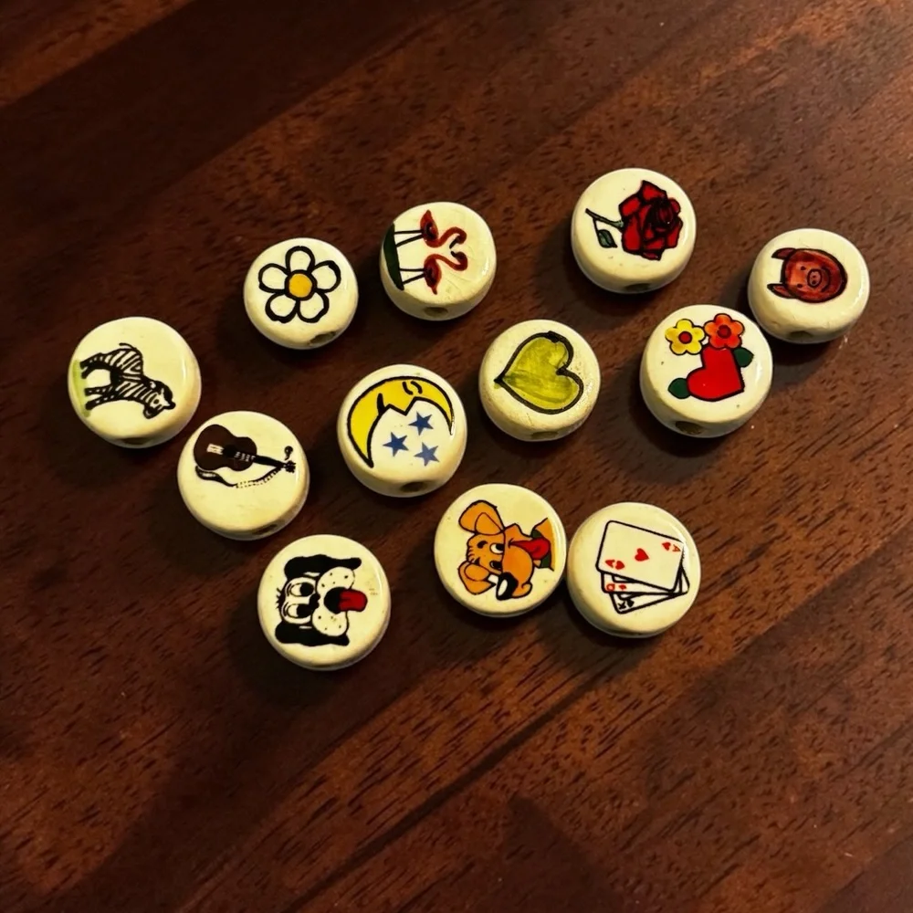Vintage Ceramic Discs Beads for Necklace Bracelet or Keychain Various Designs